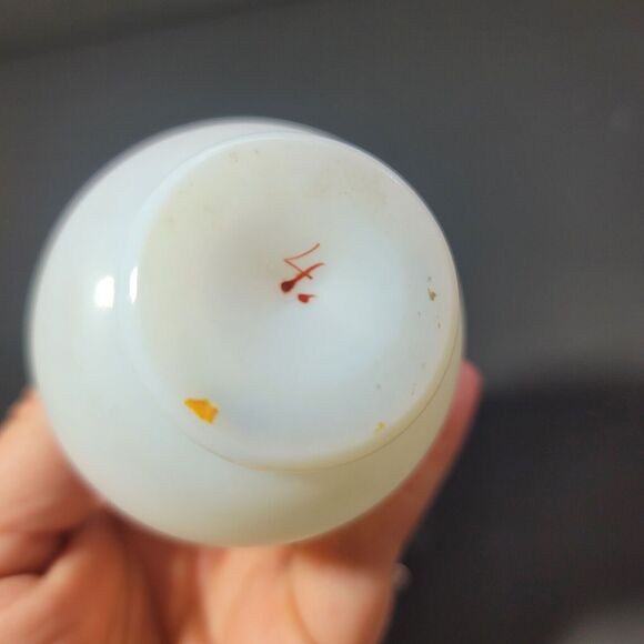 Frosted Glass Bud Face Hand Painted Pink And Blue Flowers on Branch 6" Vintage - Picture 5 of 8